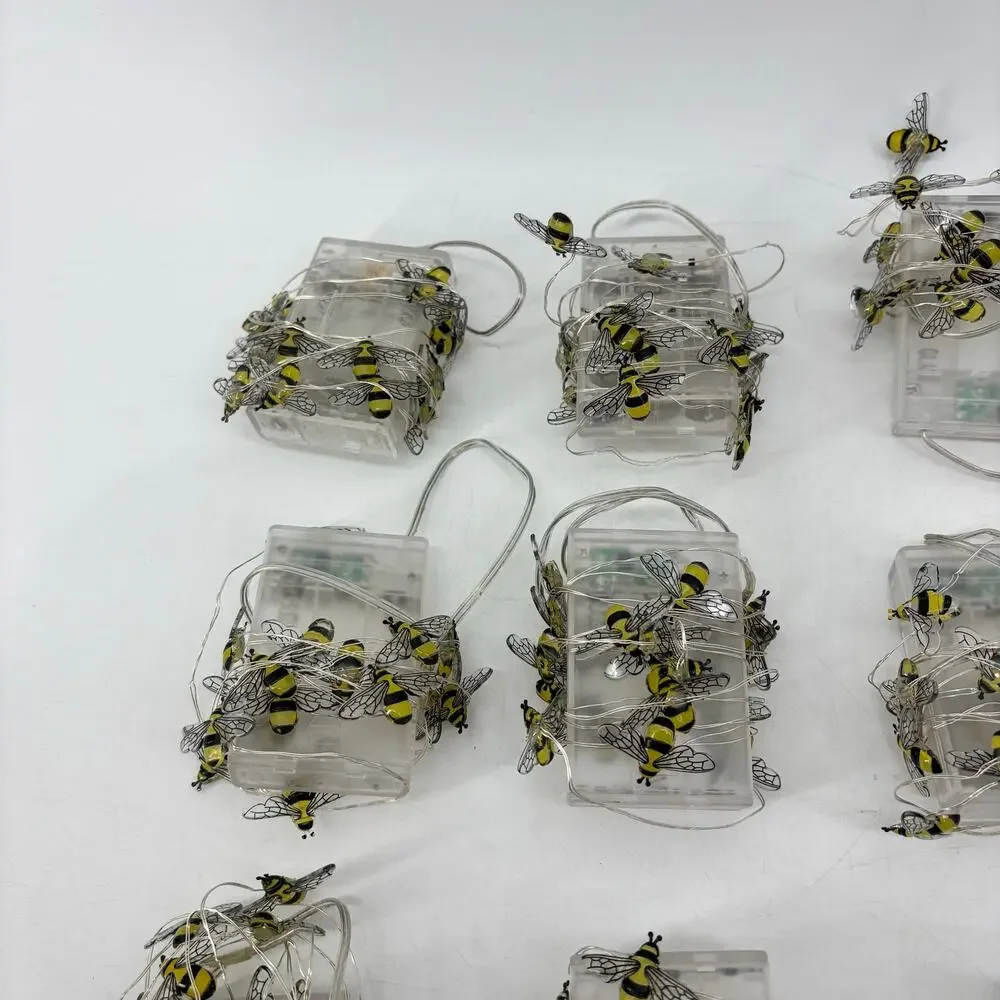 Mainstays Honey Bee Lot of 12 Yellow String Light Battery Operated